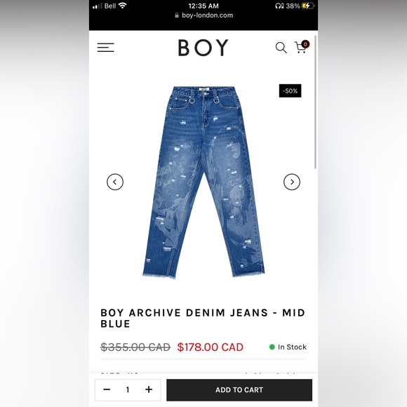 Men’s Boy London (designer) Blue Jeans (33 inch waist 34 inch inseam) - Picture 3 of 11